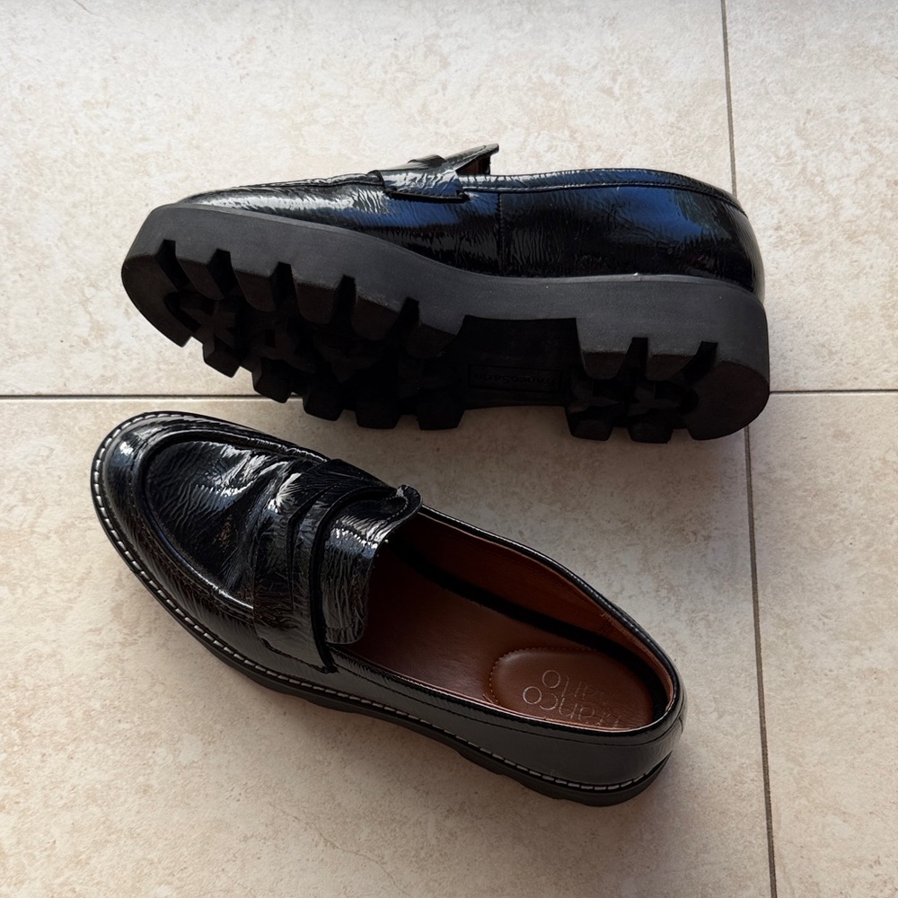 Franco Sarto Balin Black Crinkle Leather Loafer